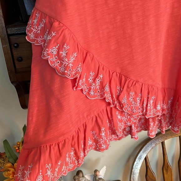 MATILDA JANE Bright Coral/White Eureka Springs Embroidered Detail Top,Sz XL,GUC. - Picture 4 of 8
